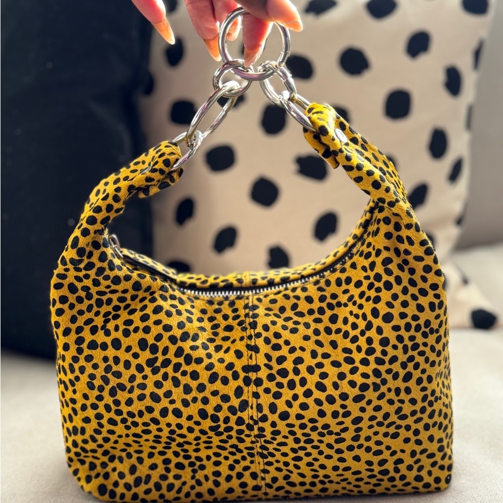 Urban Outfitters Christiane Real Cow Hyde Leather Mini Hobo Leaopard Print